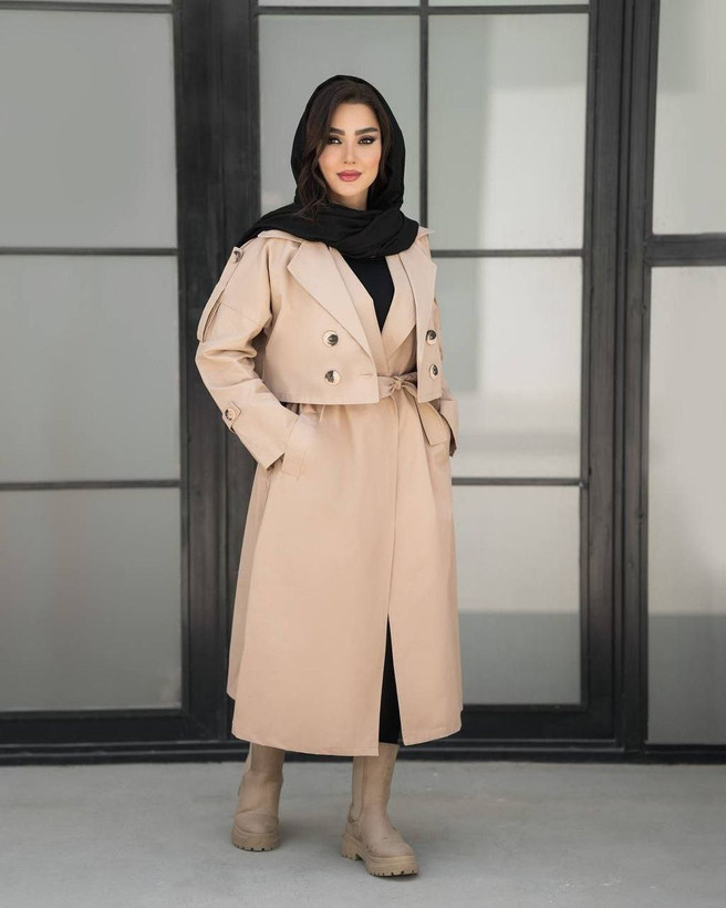 بارانی پاییزه دو تیکه کتان کالکشن جدید پاییز